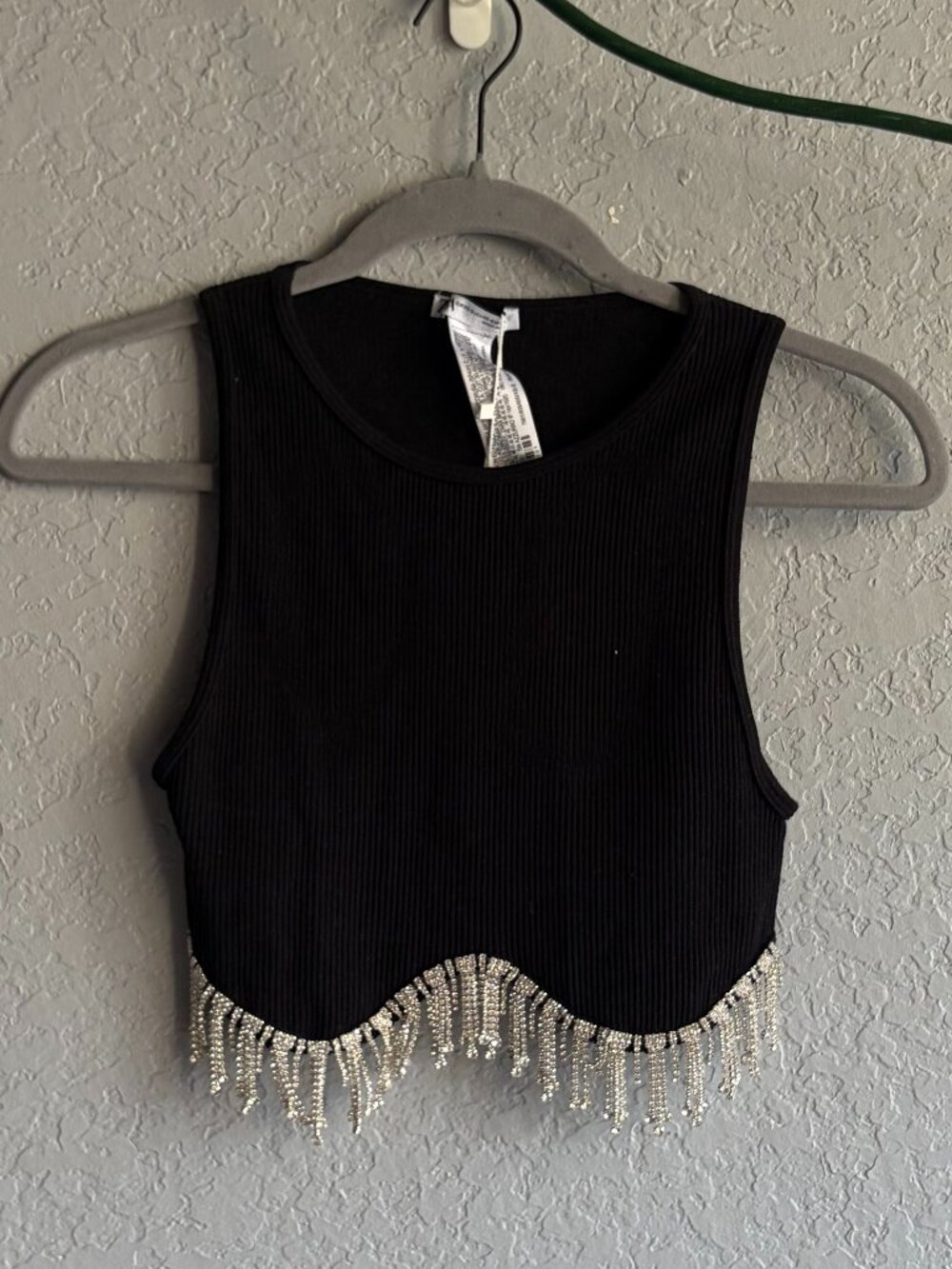 Zara Rhinestone Fringe Crop Top